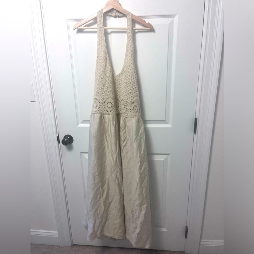 LOFT Petite Crochet Halter Midi Dress - Picture 4 of 16